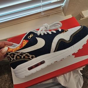 Nike Air Max 1 Premium FJ4452-432 Denim & White Running Shoes Size 8